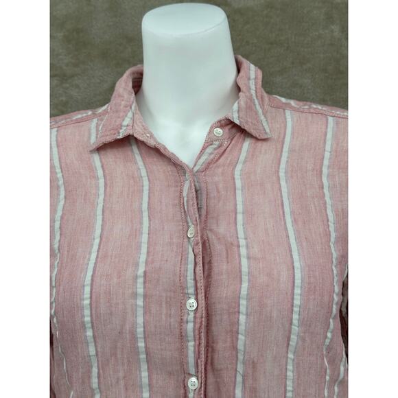 Xirena Top Womens‎ XS Pink Stripe Button Up Sheer Long Sleeves Cotton Oversized - Picture 2 of 8